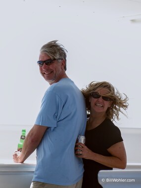 Mur and Jen enjoying the wind in their hair