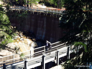 Lori checks out the dam at Lyons Reservoir