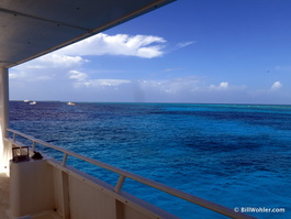 The reef between Long Caye (in the distance) and Half Moon Bay Caye