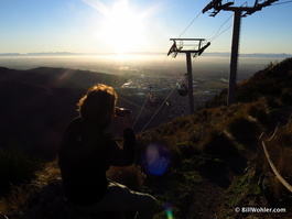 Ronan captures Christchurch at sunset at the top of the gondola
