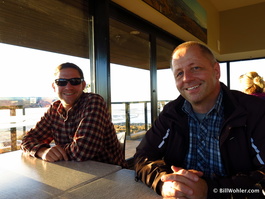 Ed and Robert at the cafe at the top of the gondola