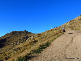 The boys trudge up the trail