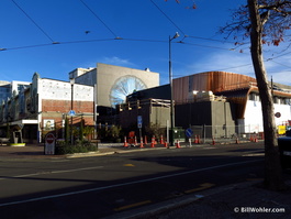 The ballerina mural is now obscured by a new building