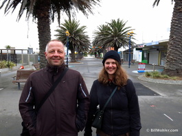 Robert and Anna at the top of the New Brighton Mall, which is a ghost town in the winter