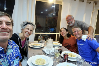 Bill, Lori, Denise, Lance, and Steven enjoy their last supper