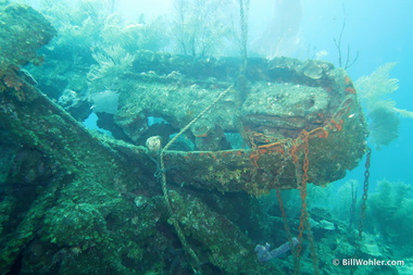 An abandoned tractor makes a sound mooring point and a fine artificial reef