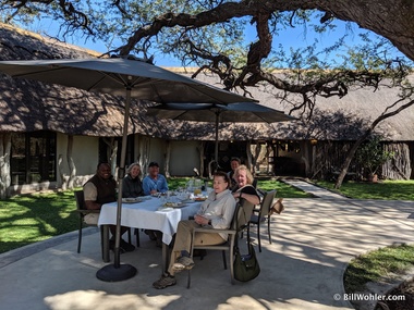Enjoying a nice lunch in the shade of the camelthorne tree, the lodge's namesake