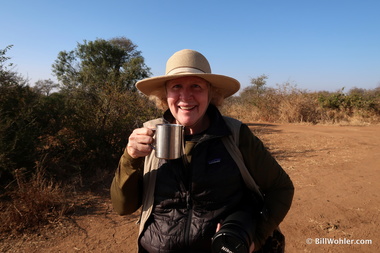 Deb enjoys her tea