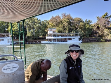 Lori on the water taxi to our hotel