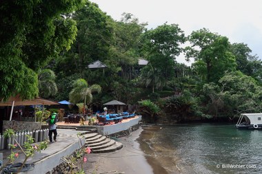 Looking up to the view cottages of the Lembeh Resort