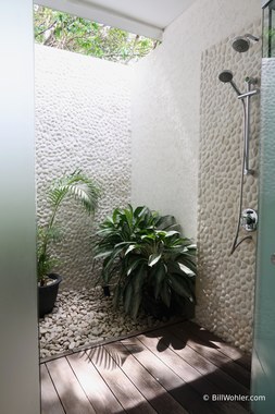 The outdoor shower at the Lembeh Resort