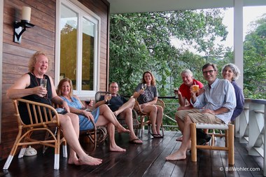 Enjoying a sundowner drink on our deck at the Lembeh Resort