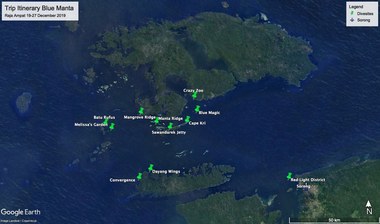 The northern section of Raja Ampat, which includes our first dive and our last days of diving