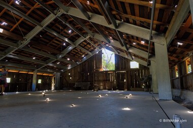 The Guardians, 2013, Nicole Buffett, Mud, grass, gravel, water, earth-based or mineral-based paint pigment, https://djerassi.org/sculptures/the-guardians/. Eclipse, 2016, Paola Cabal, Ready-made frames, archival paper, removable spray paint, projection, https://djerassi.org/sculptures/eclipse/