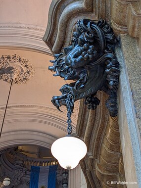 A very fun gargoyle sconce in the Palacio Barolo