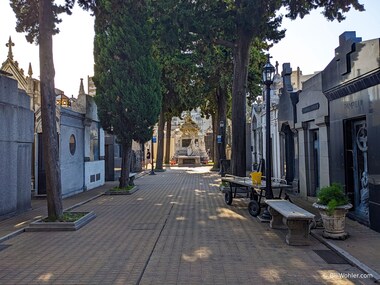 The Cementerio de la Recoleta where tombs go deep into the ground with stairs and chutes to pass caskets down below