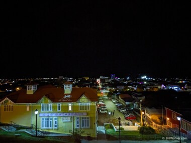 The restaurant La Yegua Loca, and the city beyond