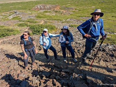 L&iacute;sa, Jason, Jennifer, and David ready themselves for the climb to the crater