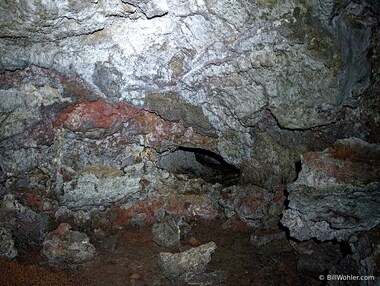 I scrambled through that narrow opening and found that the lava tube bent up and to the left and got even more narrow