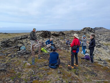 The group takes on fortifications after our tour of the Grash&oacute;lshellir lava tube cave