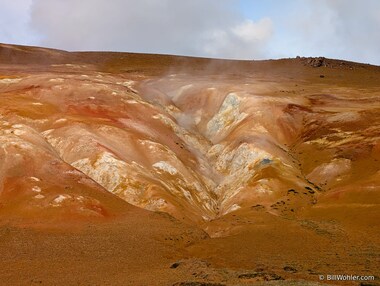 The landscape is painted by the sulfur emitted by the fumeroles.