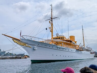 The HDMY Dannebrog, the official royal yacht of the Danish monarch