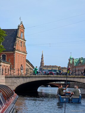 The Holmen Church (Holmens Kirke) is at left just beyond the bridge and the Church of Our Saviour (Vor Frelsers Kirke) in the distance