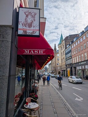 The Modern American Steak House (MASH) had a cute sign, but we didn't eat there.