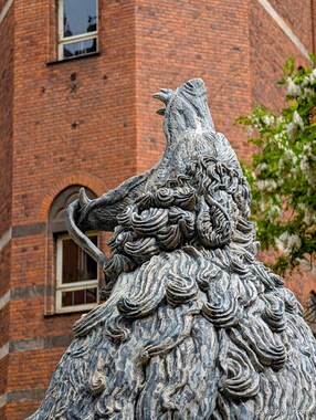 A statue within the garden at the Copenhagen City Hall