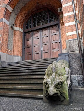 Ornate staircase within the garden at the Copenhagen City Hall
