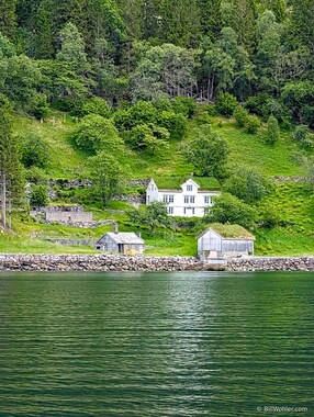 Most houses on the fjords rely solely on boats for transporting building materials.