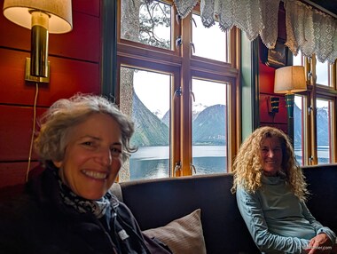 Lori and Jobie enjoy Linda's stories.