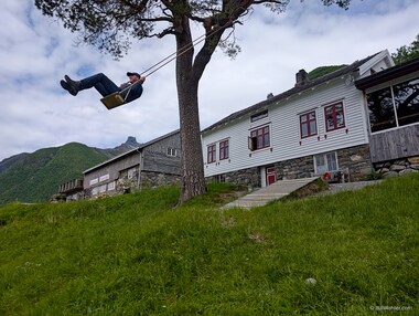 Larry exudes pure joy on the swing.