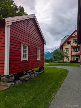 This storage building, like many others we saw in Norway, seems precariously perched on stones supposedly to keep rats from entering.