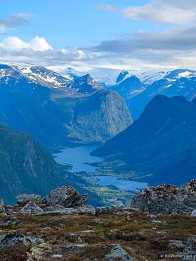 The Jostedalsbreen looming over the Oldevatnet is the largest glacier on continental Europe