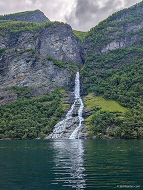 One of many waterfalls that empties into the Geirangerfjord
