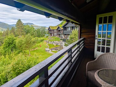 A view of the Storfjord Hotel grounds from our balcony